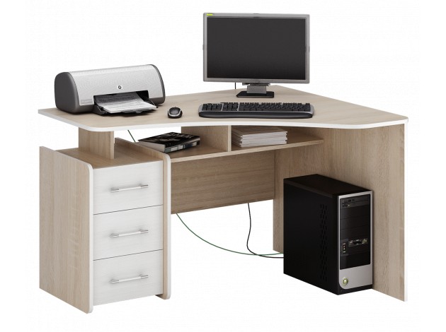 Угловой компьютерный стол с полками и ящиками Триан-5 МФ Мастер ― Покупки для семьи и дома